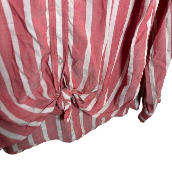 American Eagle Shirt Women's Large Striped Button Up Oversized Pocket Shirt - Picture 4 of 9